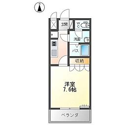 68シェルル 1Kの間取図画像