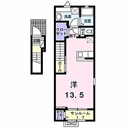 アリエッタA ワンルームの間取図画像