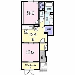セレーブルB 2DKの間取図画像