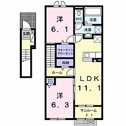 ラーゴム1 2LDKの間取図画像