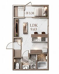 三条市東裏館1丁目アパート 1LDKの間取図画像