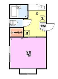 ジュネス1 1Kの間取図画像