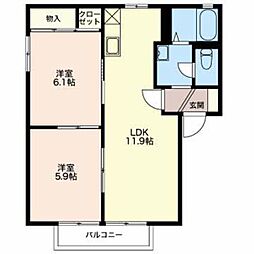 シャーメゾンヤマトB 2LDKの間取図画像