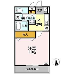 オードピュール 1Kの間取図画像