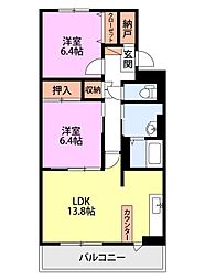 アヴニール・池田 2LDKの間取図画像