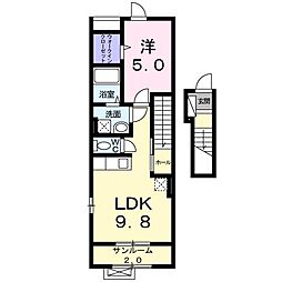 レ・ブルーウエスト 1LDKの間取図画像