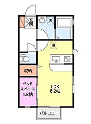 ドミールB ワンルームの間取図画像