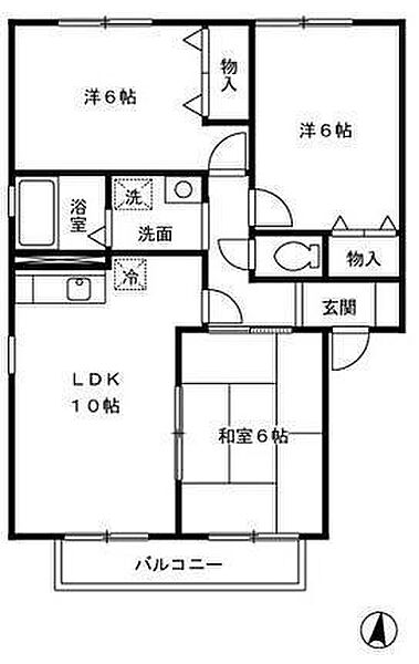 セジュール本鳥栖 A202｜佐賀県鳥栖市本鳥栖町(賃貸アパート3LDK・2階・62.10㎡)の写真 その2