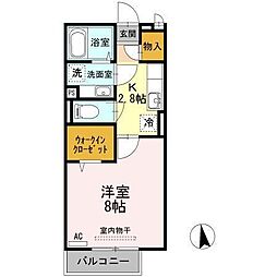 セイリン 1Kの間取図画像