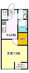 スフィーダI 1Kの間取図画像