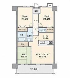 アンピール弥生が丘 3LDKの間取図画像