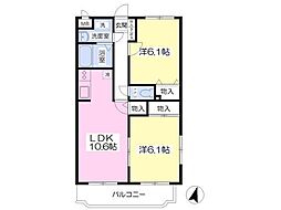 グリーンリバー山浦 2LDKの間取図画像