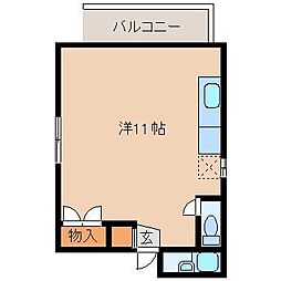 カーサドーゼ ワンルームの間取図画像