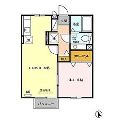 ジュネス・鳥栖 1LDKの間取図画像