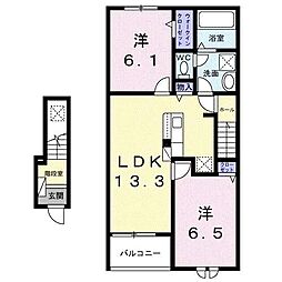 メゾン・ド・ソレイユ 2LDKの間取図画像