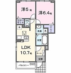ハピネスII 2LDKの間取図画像