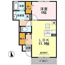 ヴィラウィステリア神埼B 1LDKの間取図画像