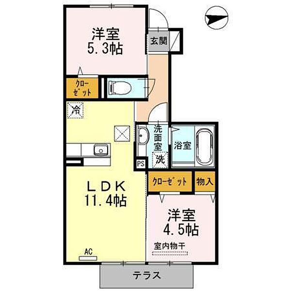 フルールシャトー上峰 102｜佐賀県三養基郡上峰町大字坊所(賃貸アパート2LDK・2階・50.85㎡)の写真 その2