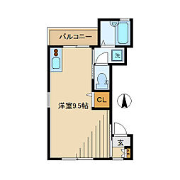 東京メトロ丸ノ内線 中野坂上駅 徒歩9分の賃貸アパート 2階ワンルームの間取り