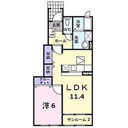 クレスト藤 1LDKの間取図画像