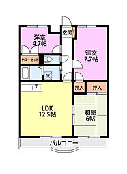 メゾン・はなみずきA棟 3LDKの間取図画像