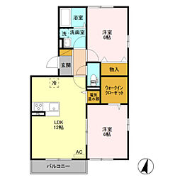 エルスリーモナミ 2LDKの間取図画像