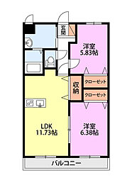 ヴィラ・アネシス 2LDKの間取図画像
