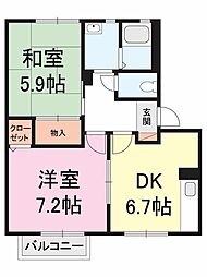 N・ミレニアム 2DKの間取図画像