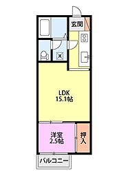 セレッソ花水 1LDKの間取図画像