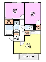 メゾンファルビス 2LDKの間取図画像