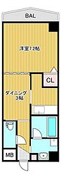 ロンディーヌ2 1DKの間取図画像