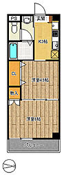 ヴァンクール小田原 2Kの間取図画像