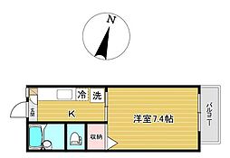 レストファミール 1Kの間取図画像