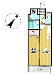 エルスタンザ子平町 1DKの間取図画像