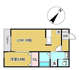 ミモザ館 1LDKの間取図画像
