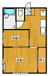 ハイツ玉川 2Kの間取図画像