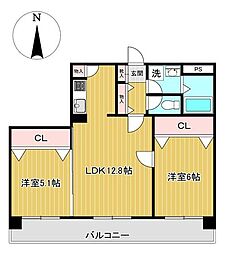 グランジュールマンション高砂駅前 2LDKの間取図画像