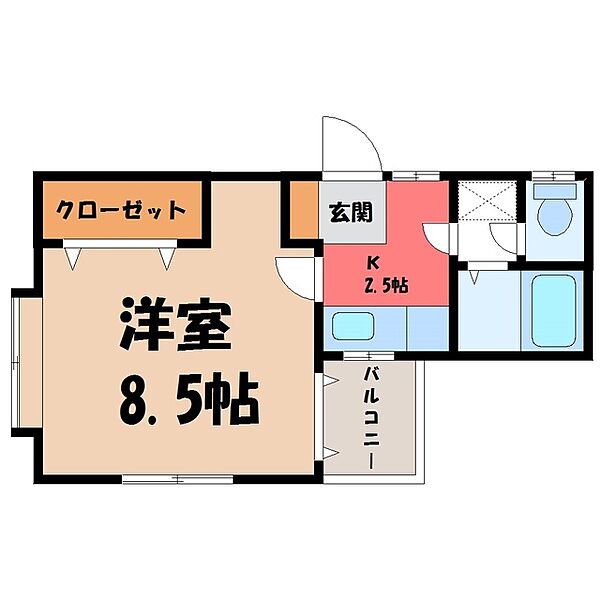 サンワハイツ 6号棟 ｜栃木県宇都宮市西原1丁目(賃貸アパート1K・2階・21.50㎡)の写真 その2