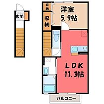 プリンスエドワード  ｜ 栃木県宇都宮市鶴田町（賃貸アパート1LDK・2階・46.32㎡） その2