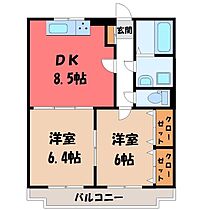 ブレインマンション戸祭  ｜ 栃木県宇都宮市中戸祭1丁目（賃貸マンション2LDK・3階・50.16㎡） その2