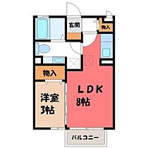 栃木県宇都宮市下岡本町（賃貸アパート1LDK・1階・29.44㎡） その2