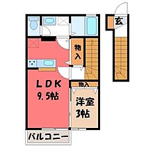 栃木県宇都宮市上戸祭町（賃貸アパート1LDK・2階・37.57㎡） その2