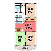 栃木県宇都宮市簗瀬3丁目（賃貸マンション3LDK・2階・66.08㎡） その2