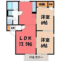 メゾン・ド・ラフィーネ B  ｜ 栃木県宇都宮市江曽島町（賃貸アパート2LDK・1階・55.20㎡） その2