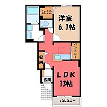 栃木県下野市仁良川（賃貸アパート1LDK・1階・45.77㎡） その2