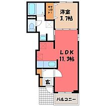 栃木県宇都宮市西川田町（賃貸アパート1LDK・1階・37.13㎡） その2