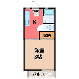 ホリディハウスE 1Kの間取図画像