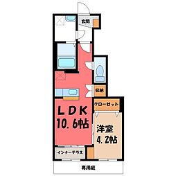 仮)スターテラス II 多功 1階1LDKの間取り