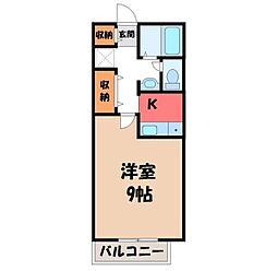 陽だまりハイツ2000 D 3階1Kの間取り