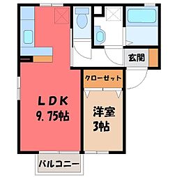 シャルムトロン C 1階1LDKの間取り